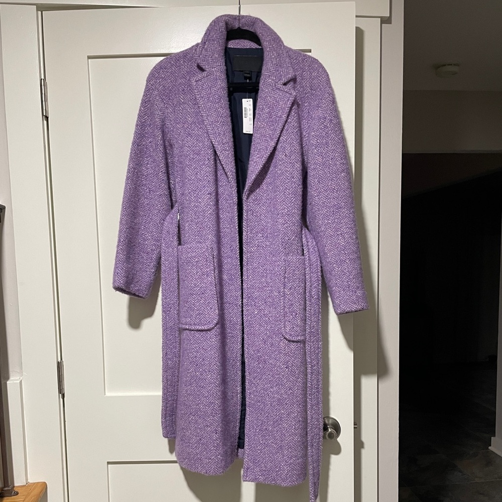 J.Crew Collection Italian Herringbone Wrap Coat in Dusty Violet - Picture 5 of 12